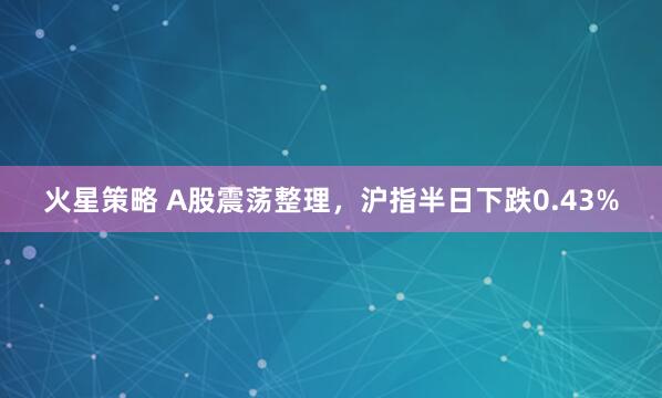 火星策略 A股震荡整理，沪指半日下跌0.43%